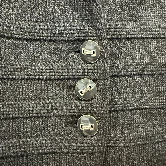 St. John Collection Santana Knit Jacket Pants wide leg Set Black Wool Blend - Picture 6 of 16